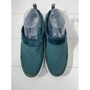 Traq by Alegria Qarma Sneakers Women 9 39 Teal Quilted Velvet Slip On Shoes